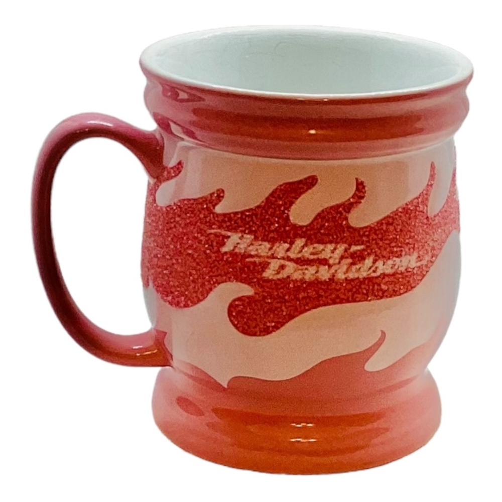 Harley-Davidson Pink and White Glitter Flame Coffee Tea Mug